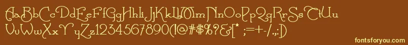 ParnasDeco-fontti – keltaiset fontit ruskealla taustalla
