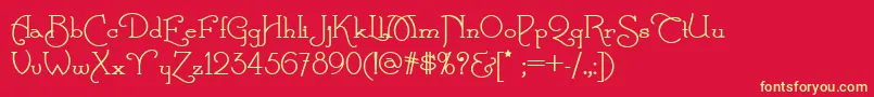 ParnasDeco-Schriftart – Gelbe Schriften auf rotem Hintergrund