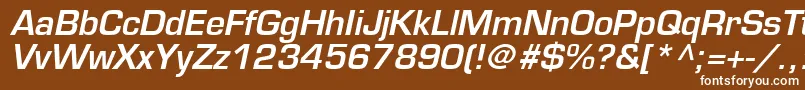 PalindromeSsiSemiBoldItalic-fontti – valkoiset fontit ruskealla taustalla