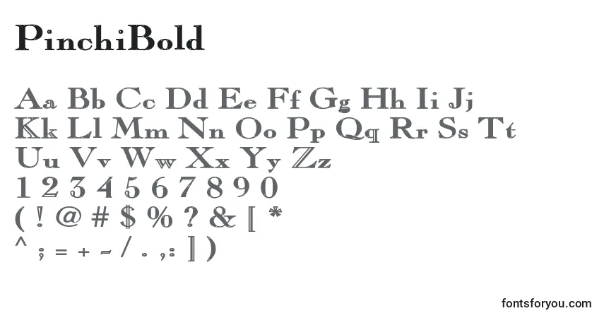 Шрифт PinchiBold – алфавит, цифры, специальные символы