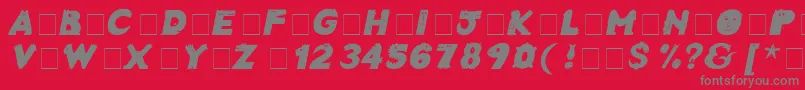 CrazyCreaturesBoldItalic-Schriftart – Graue Schriften auf rotem Hintergrund