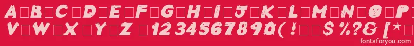 Fonte CrazyCreaturesBoldItalic – fontes rosa em um fundo vermelho