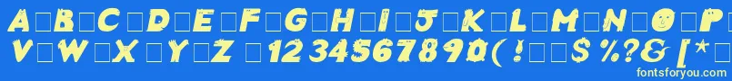 CrazyCreaturesBoldItalic Font – Yellow Fonts on Blue Background