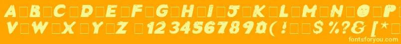 CrazyCreaturesBoldItalic-Schriftart – Gelbe Schriften auf orangefarbenem Hintergrund