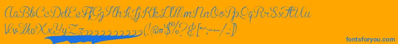 BrannbollssPersonal-Schriftart – Blaue Schriften auf orangefarbenem Hintergrund