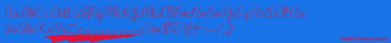 BrannbollssPersonal-Schriftart – Rote Schriften auf blauem Hintergrund