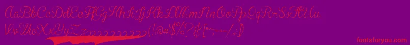 フォントBrannbollssPersonal – 紫の背景に赤い文字