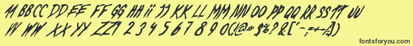 DeadByDawnUs-Schriftart – Schwarze Schriften auf gelbem Hintergrund