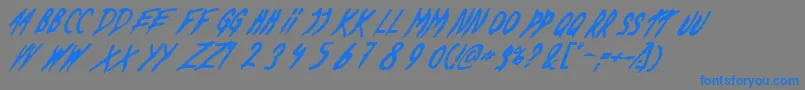 DeadByDawnUs-Schriftart – Blaue Schriften auf grauem Hintergrund
