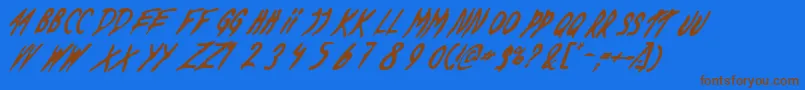 DeadByDawnUs-Schriftart – Braune Schriften auf blauem Hintergrund