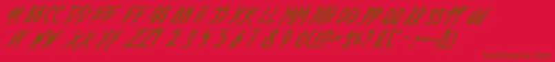 DeadByDawnUs-Schriftart – Braune Schriften auf rotem Hintergrund