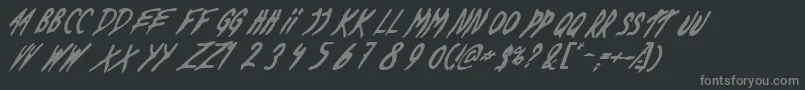 DeadByDawnUs-fontti – harmaat kirjasimet mustalla taustalla