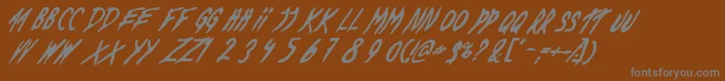 DeadByDawnUs-fontti – harmaat kirjasimet ruskealla taustalla