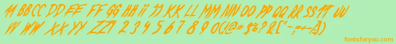 DeadByDawnUs-Schriftart – Orangefarbene Schriften auf grünem Hintergrund