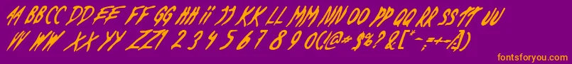 DeadByDawnUs-Schriftart – Orangefarbene Schriften auf violettem Hintergrund