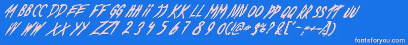 DeadByDawnUs-Schriftart – Rosa Schriften auf blauem Hintergrund