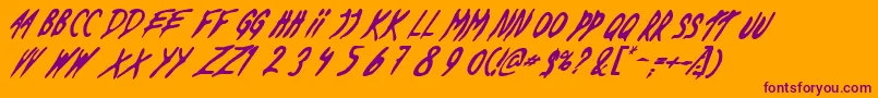DeadByDawnUs-Schriftart – Violette Schriften auf orangefarbenem Hintergrund