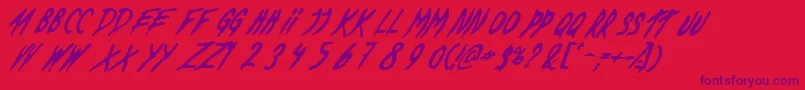 Czcionka DeadByDawnUs – fioletowe czcionki na czerwonym tle