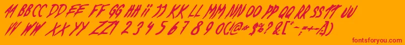 DeadByDawnUs-Schriftart – Rote Schriften auf orangefarbenem Hintergrund