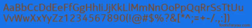 フォントNokiaPureTextT – 茶色の文字が青い背景にあります。