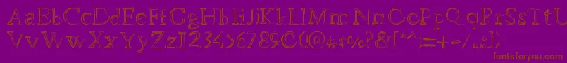 Więcej informacji o czcionce DheMysteriFull Czcionka DheMysteriFull – brązowe czcionki na fioletowym tle
