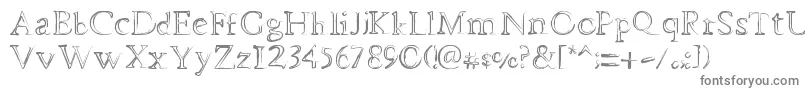 DheMysteriFull-fontti – harmaat kirjasimet valkoisella taustalla