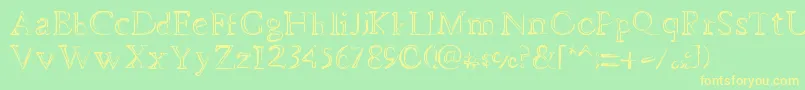 DheMysteriFull Font – Yellow Fonts on Green Background