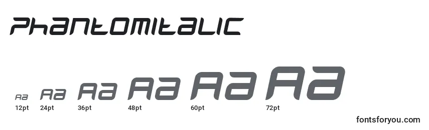 Размеры шрифта PhantomItalic
