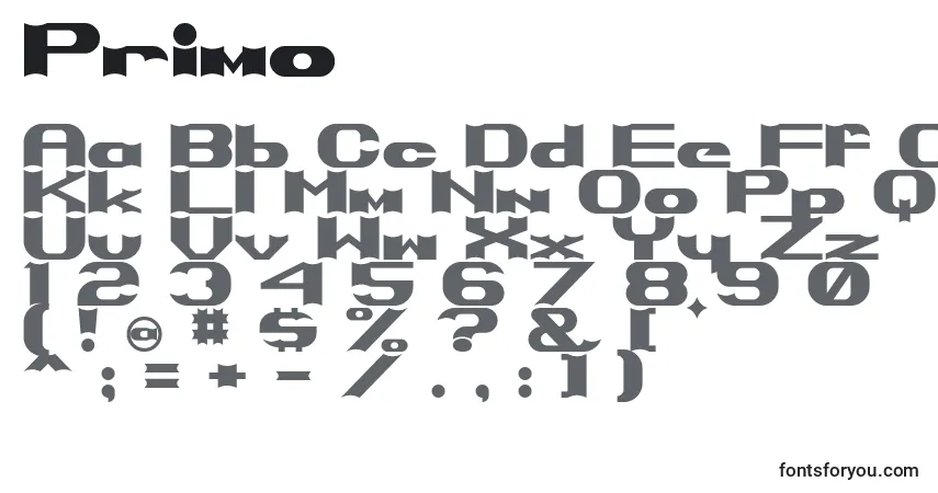Primo Font – alphabet, numbers, special characters