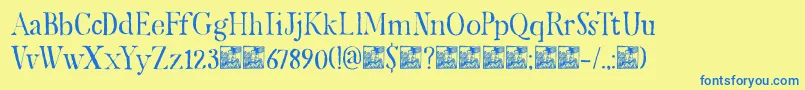 DkMariken Font – Blue Fonts on Yellow Background