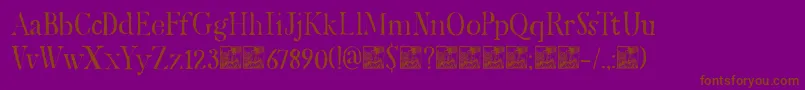 DkMariken-Schriftart – Braune Schriften auf violettem Hintergrund