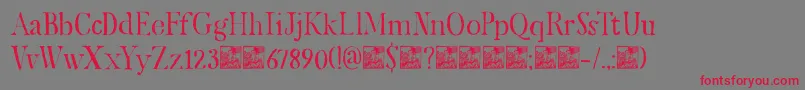 フォントDkMariken – 赤い文字の灰色の背景