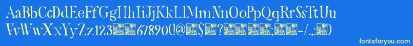 DkMariken Font – Yellow Fonts on Blue Background