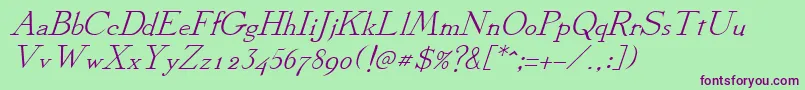 DickensItalic Font – Purple Fonts on Green Background