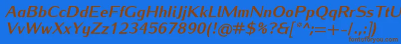 IwonaheavyItalic-fontti – ruskeat fontit sinisellä taustalla