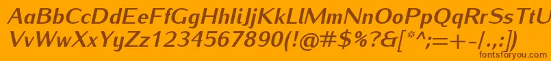 IwonaheavyItalic-fontti – ruskeat fontit oranssilla taustalla