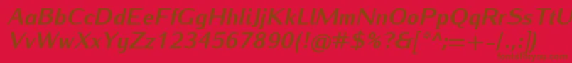Czcionka IwonaheavyItalic – brązowe czcionki na czerwonym tle