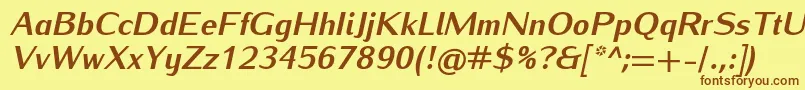 IwonaheavyItalic-fontti – ruskeat fontit keltaisella taustalla