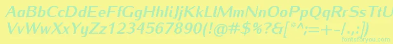 フォントIwonaheavyItalic – 黄色い背景に緑の文字