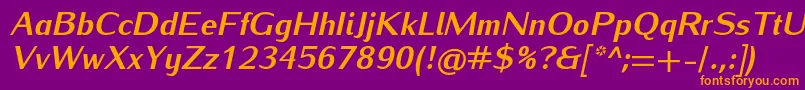 IwonaheavyItalic-fontti – oranssit fontit violetilla taustalla