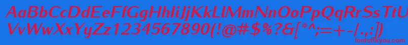 フォントIwonaheavyItalic – 赤い文字の青い背景