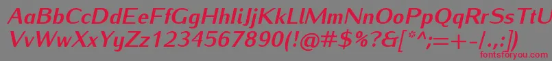 Czcionka IwonaheavyItalic – czerwone czcionki na szarym tle
