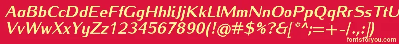 フォントIwonaheavyItalic – 黄色の文字、赤い背景