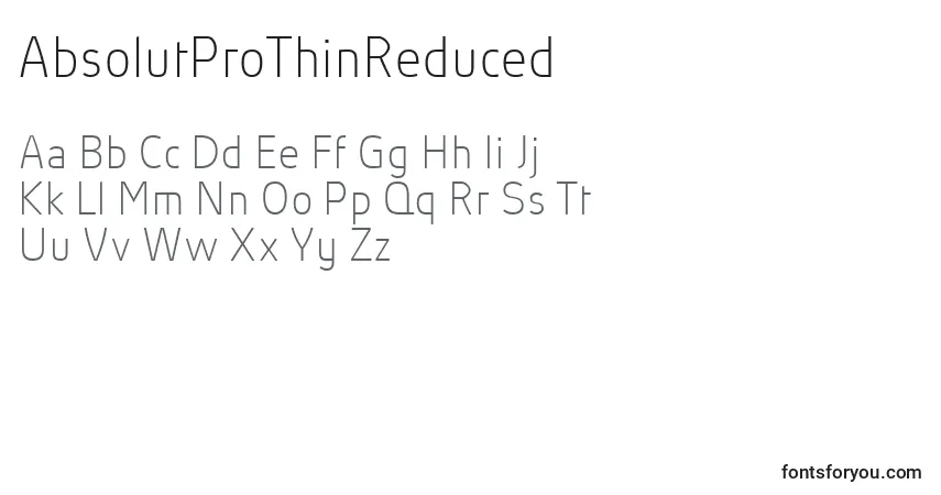 AbsolutProThinReduced (31392) Font – alphabet, numbers, special characters