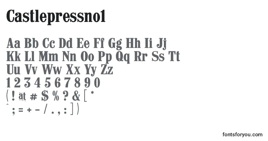 Fuente Castlepressno1 - alfabeto, números, caracteres especiales