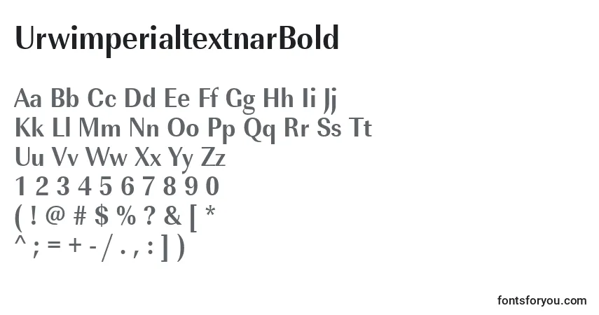 A fonte UrwimperialtextnarBold – alfabeto, números, caracteres especiais