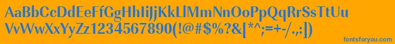 UrwimperialtextnarBold-Schriftart – Blaue Schriften auf orangefarbenem Hintergrund