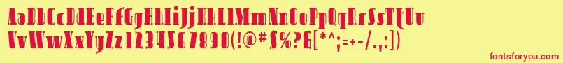 Sfavondalecond-Schriftart – Rote Schriften auf gelbem Hintergrund