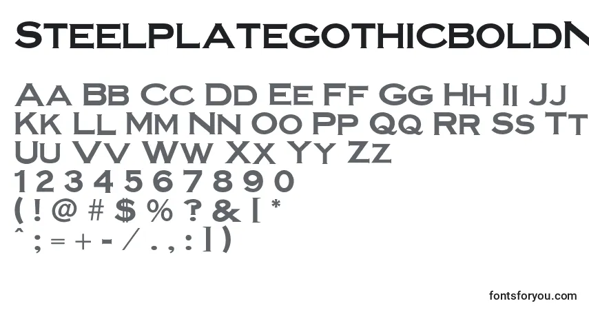 Czcionka SteelplategothicboldNormal – alfabet, cyfry, specjalne znaki