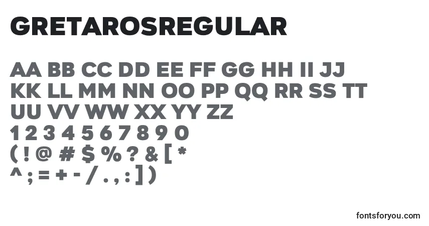 Schriftart GretarosRegular – Alphabet, Zahlen, spezielle Symbole